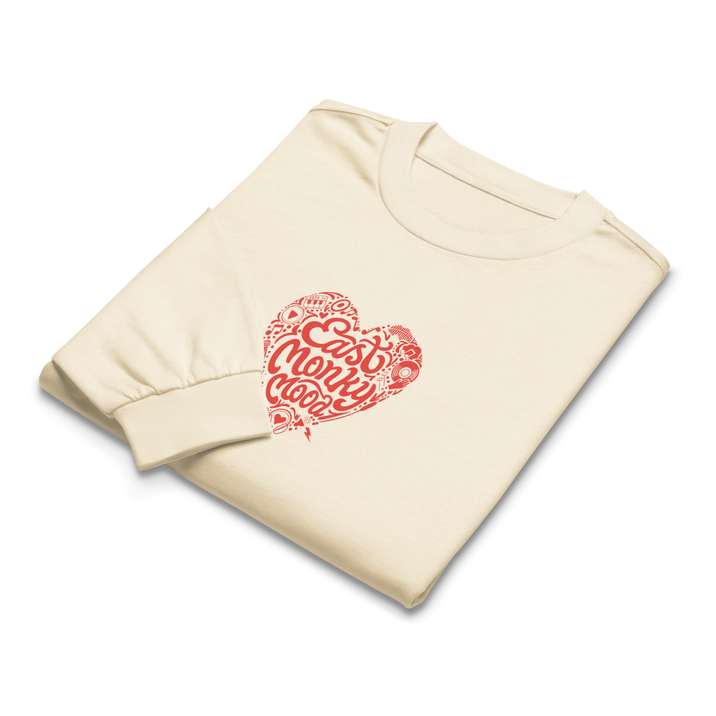 Longsleeve „eastmonky mood“ – rotes Herz auf der Brust